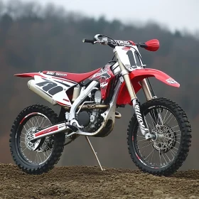 Off-Road Motorcycle on Dirt Mound
