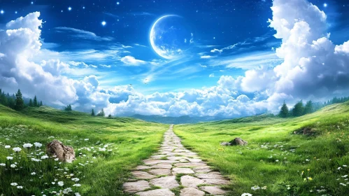 Moonlit Meadow Path