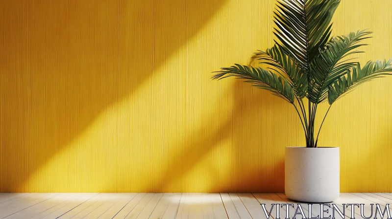 Minimalist Interior Design with Potted Plant AI Image