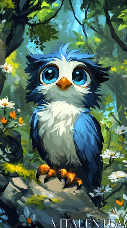 Whimsical Forest Owl Illustration AI Image