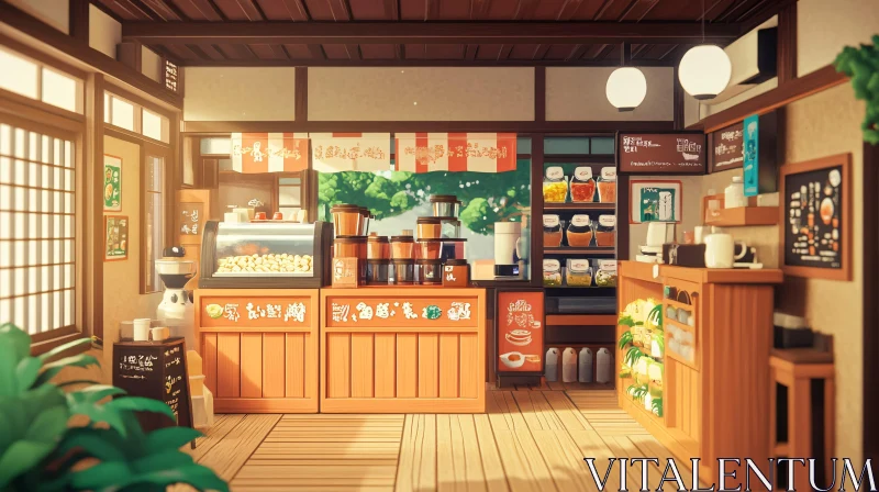 Interior of a Cozy Wooden Cafe AI Image