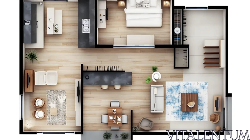 Minimalist Interior Design Apartment Layout AI Image