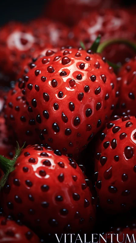 Glossy Red Strawberries with Black Dots: A Photo-Realistic Close-up AI Image