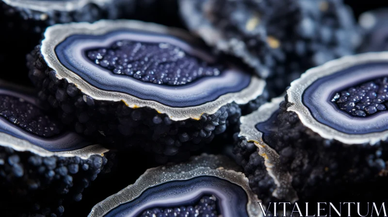 AI ART Macro Photography of Blue and Black Agate Food