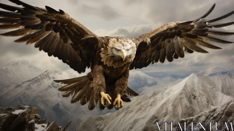 Majestic Eagle Soaring over Mountain Peaks - Mythical and Unyielding AI Image