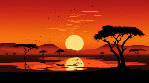 Savannah Sunset: An Atmospheric Display of Nature's Grandeur