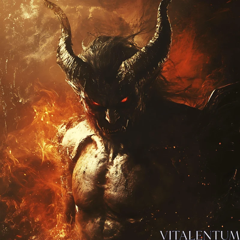 AI ART Fiery Demon with Horns