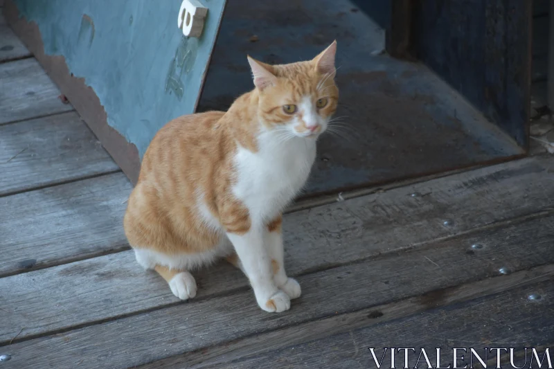 PHOTO Ginger Cat Gazing on Deck