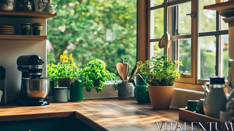 AI ART Cozy Kitchen Interior with Natural Light