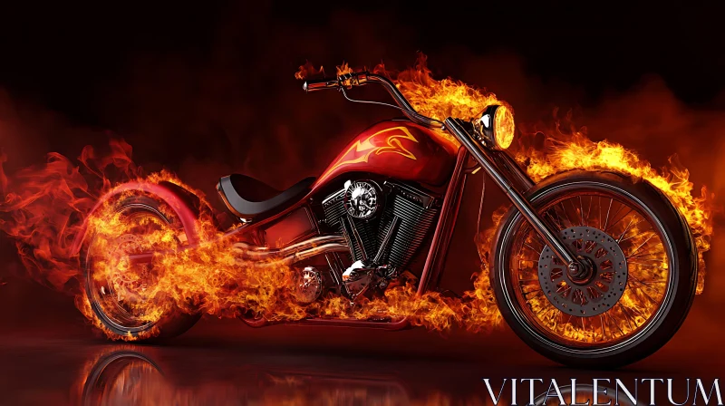 Burning Wheels: Motorcycle on Fire AI Image