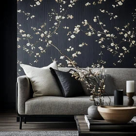 Sophisticated Interior with Floral Accent Wall