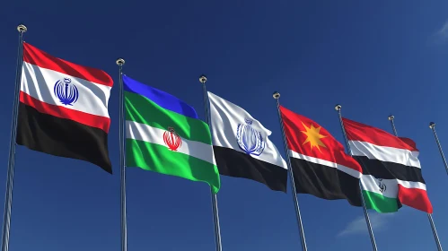 Waving Flags Under Azure Sky