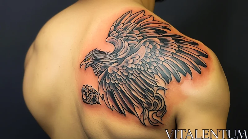 Detailed Eagle Tattoo Art on Back AI Image