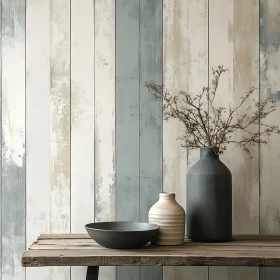 Weathered Wood and Ceramic Still Life