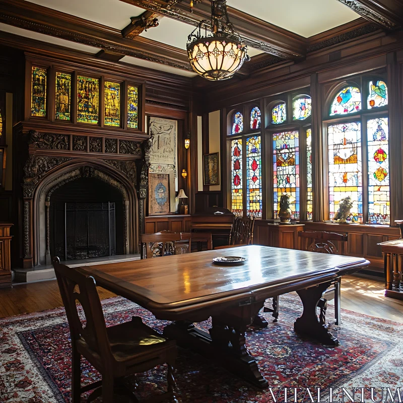 AI ART Antique Dining Room with Ornate Details