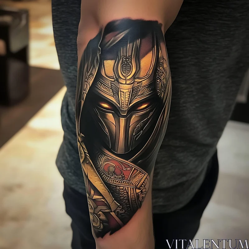 Intricate Warrior Tattoo Design AI Image