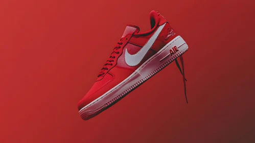 Floating Red Air Force 1 Shoe