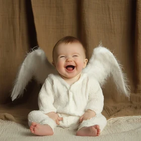 Smiling Angel Baby with Wings