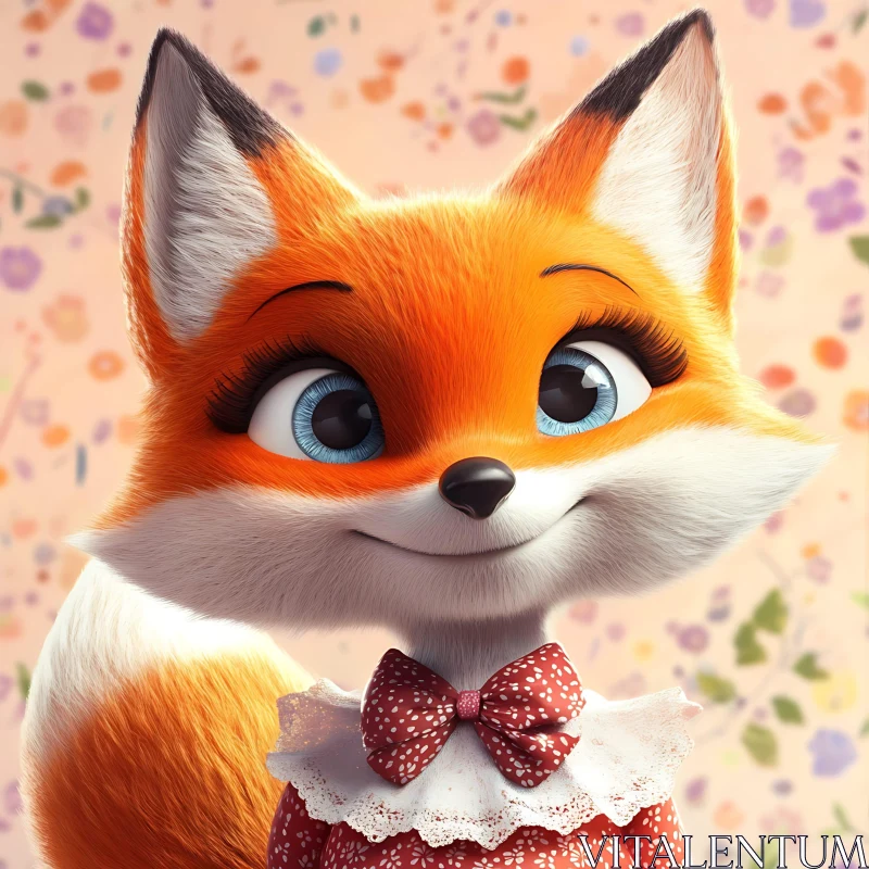 Cartoon Fox in Dress AI Image