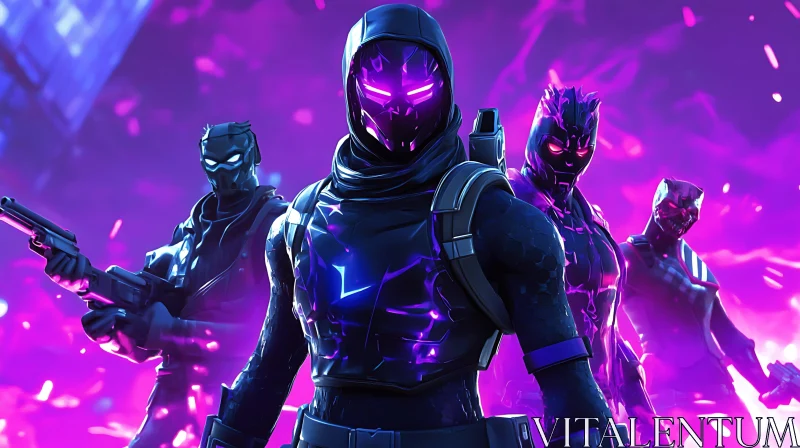 Masked Squad: Purple Tactical Team AI Image