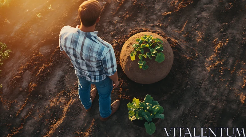 Farmer and his crops AI Image