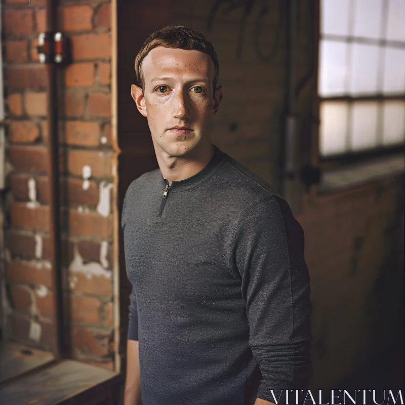 Mark Zuckerberg in an Industrial Background AI Image