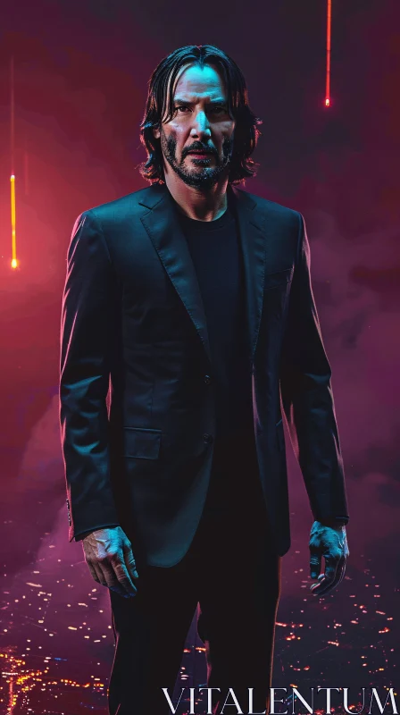 AI ART Portrait of Keanu Reeves in Neon Lights