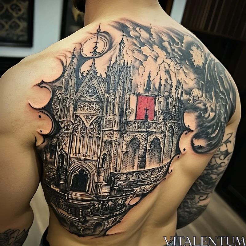 Detailed Gothic Church Tattoo AI Image