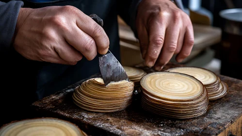 Detailed View of Onion Slicing Process