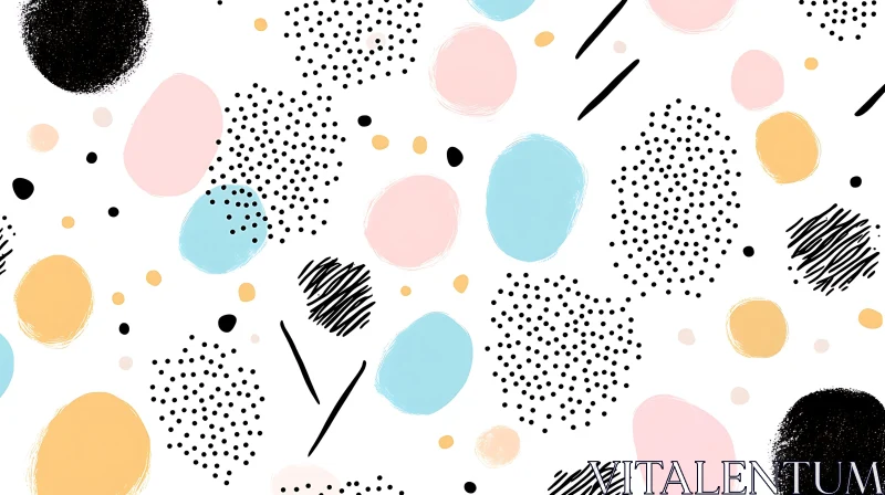 Pastel Abstract Art with Dots and Lines AI Image