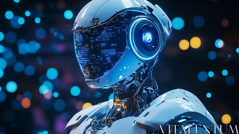 Future Tech Robot with Blue-Lit Features AI Image