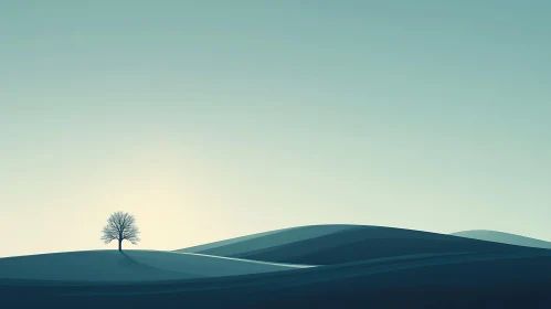 Lonely Tree on Blue Hills