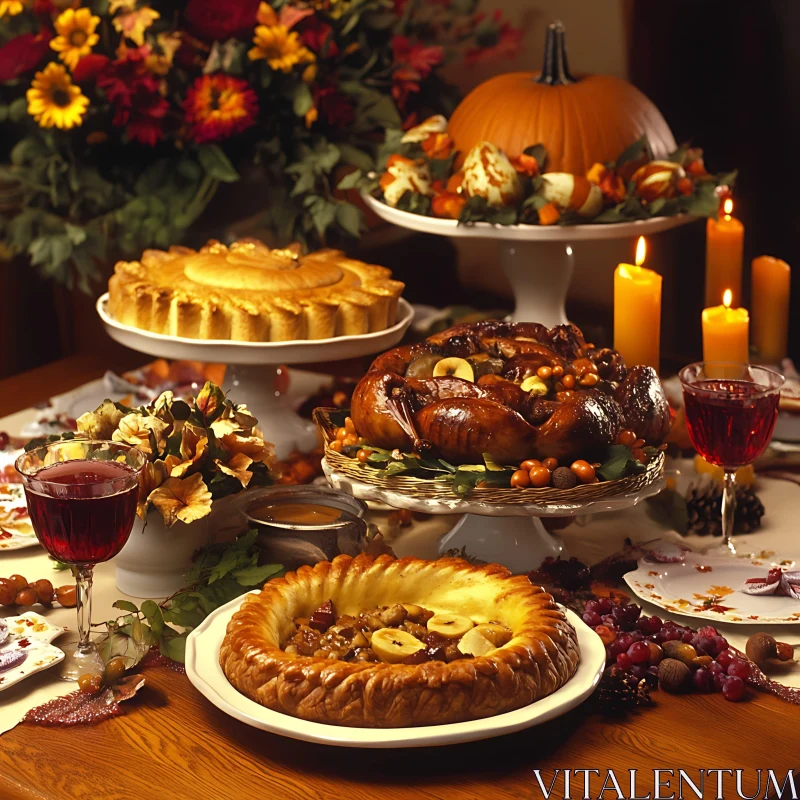 Autumn Harvest Table: A Thanksgiving Celebration AI Image