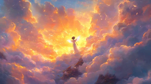 Angel Ascending in Golden Light