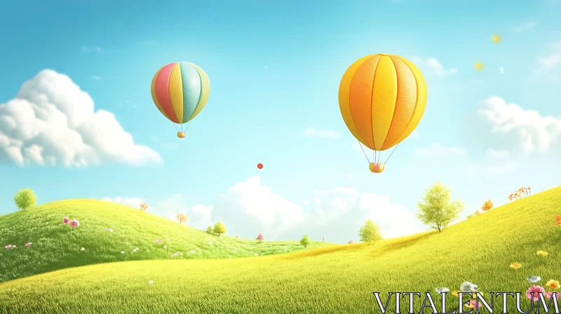 AI ART Scenic View with Hot Air Balloons