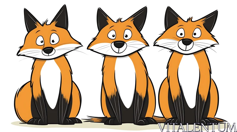 Cartoon Foxes Illustration AI Image