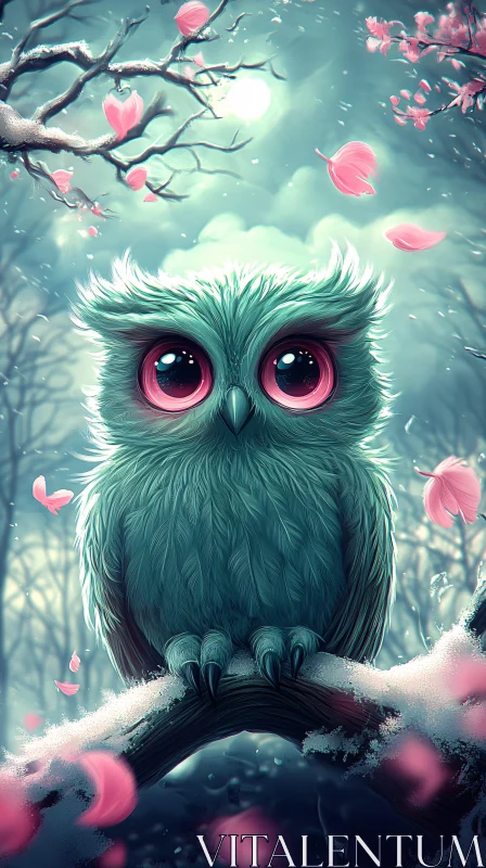 Mystical Nighttime Owl AI Image