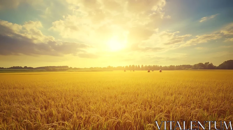 Sunset Over Golden Field AI Image