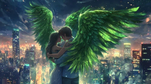 Urban Angelic Love: A Winged Embrace