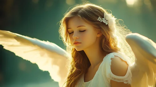 Serene Angel in Tranquil Contemplation