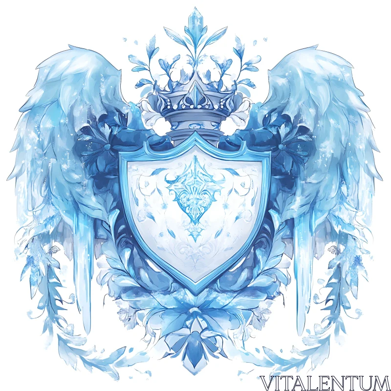 Frozen Coat of Arms with Angelic Wings AI Image