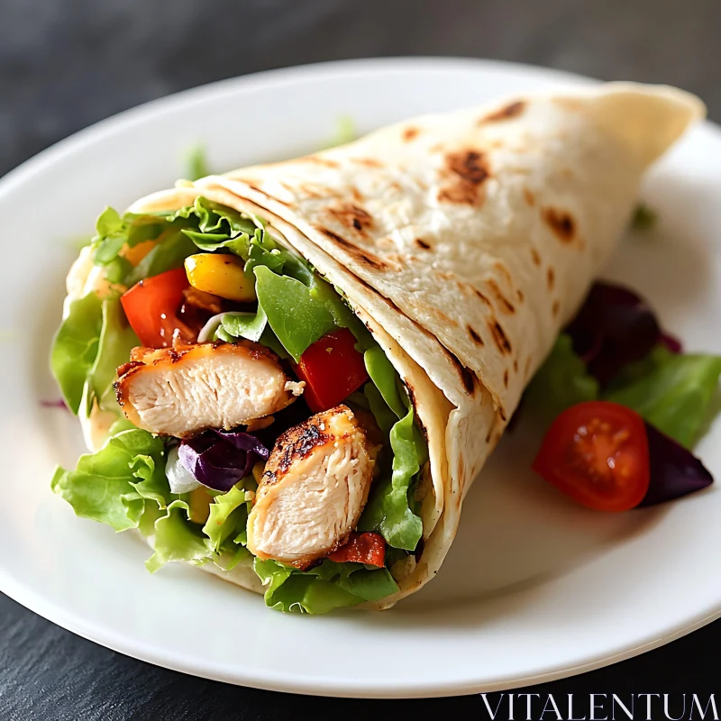 Delicious Grilled Chicken and Veggie Wrap AI Image