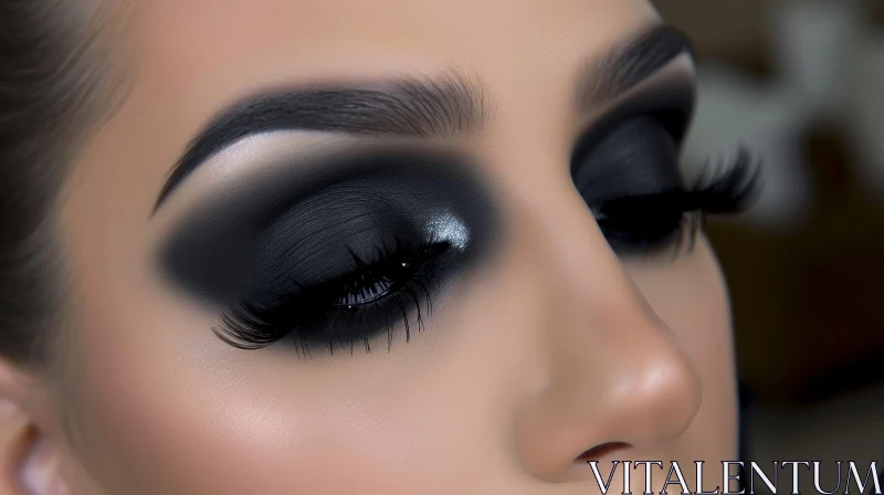 Captivating Dark Smokey Eye Makeup - Close-Up Woman's Eye AI Image