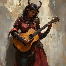 Horned Musician with Acoustic Guitar