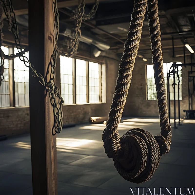 Gym Interior with Rope and Chains AI Image