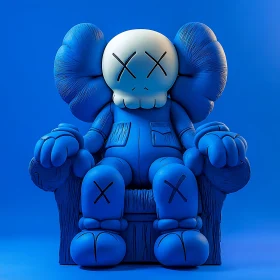 Blue Figure on Chair Art Piece