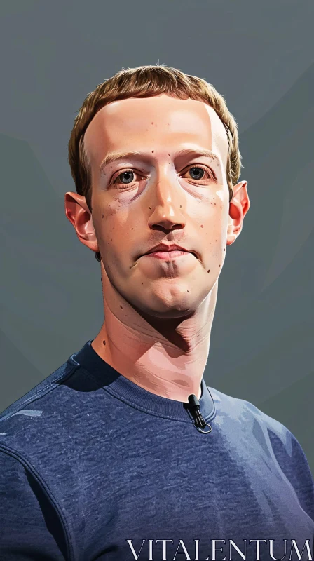 Portrait of Mark Zuckerberg in a Dark Blue Shirt AI Image