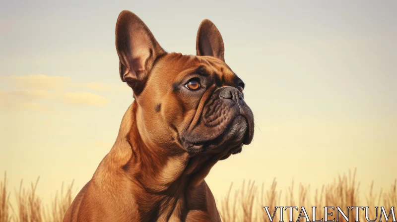 AI ART French Bulldog in Field: A Display of Realistic Rendering and Color