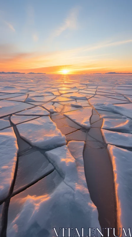 Golden Light on Ice: Captivating Nature Photography AI Image