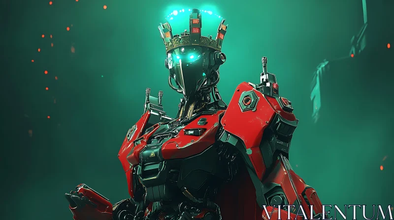 Cyborg Royalty in Futuristic Attire AI Image